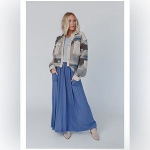 Three Bird Nest - The Perfect Pocketed Maxi Skirt - Dark Denim - Medium